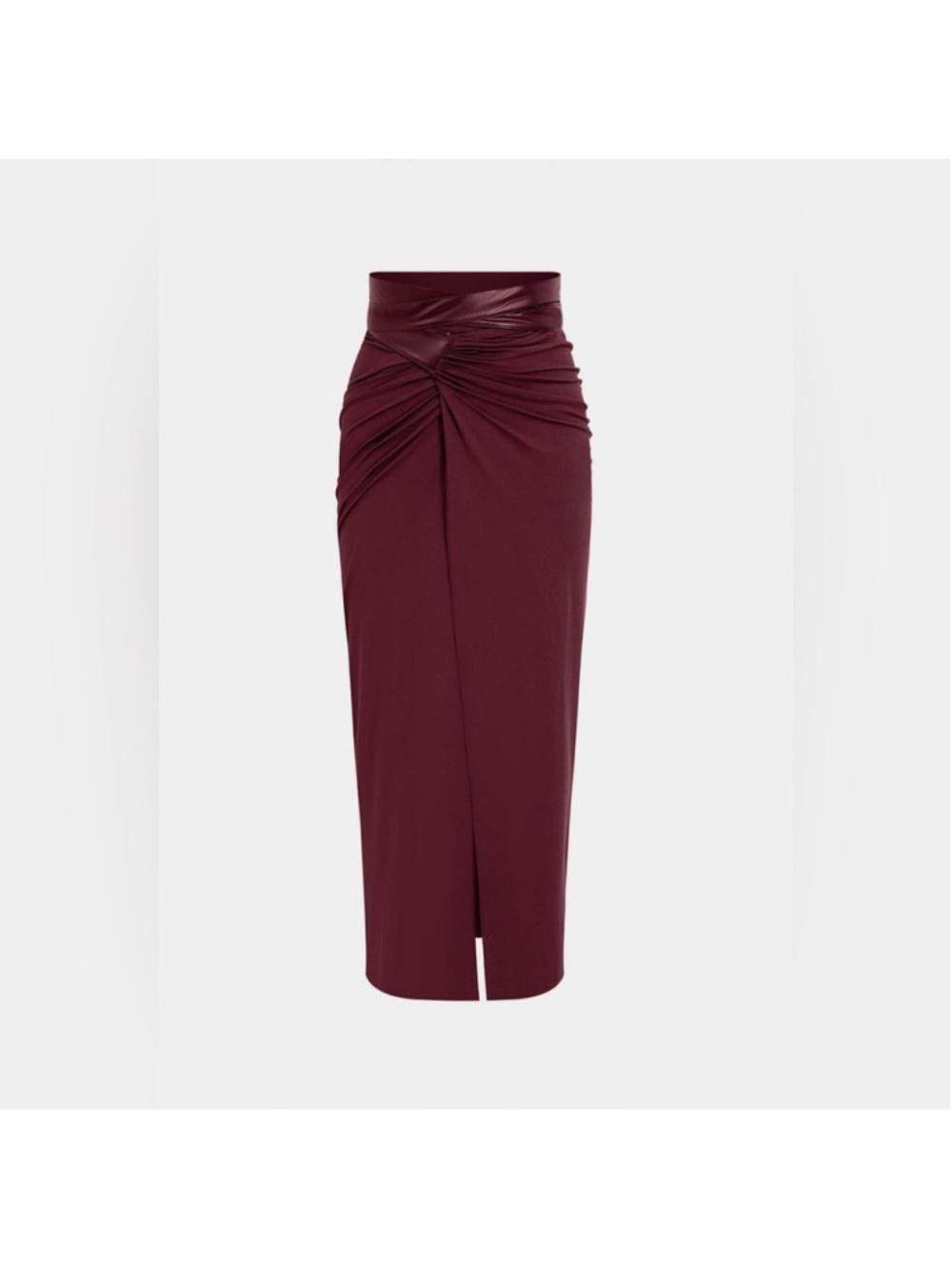 Micas Faux Leather Patchwork Ruched midi Skirt 2XL MC2-6